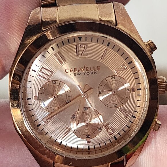 Caravelle New York Bulova Copper Tone Chronograph Water Resistant Melissa Watch - Picture 14 of 16